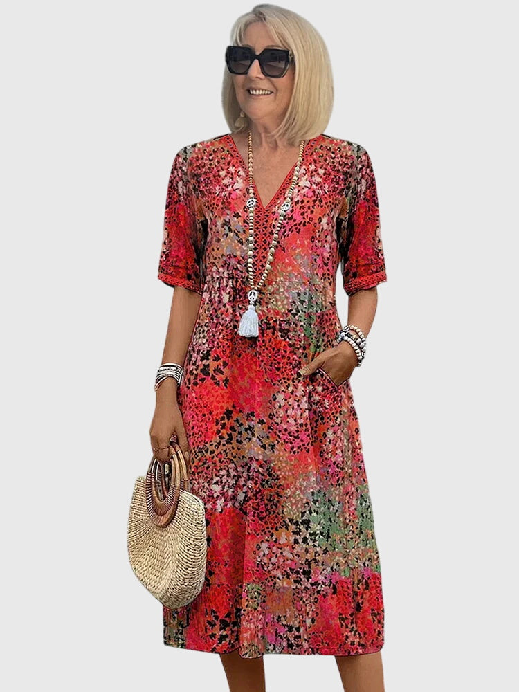 Elegant Floral Midi Dress for Women