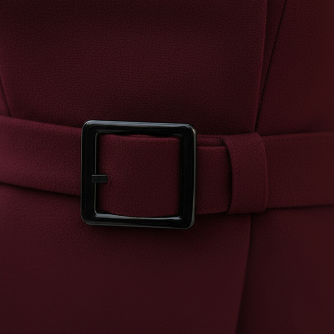 Women's Coat with High Collar and Belt