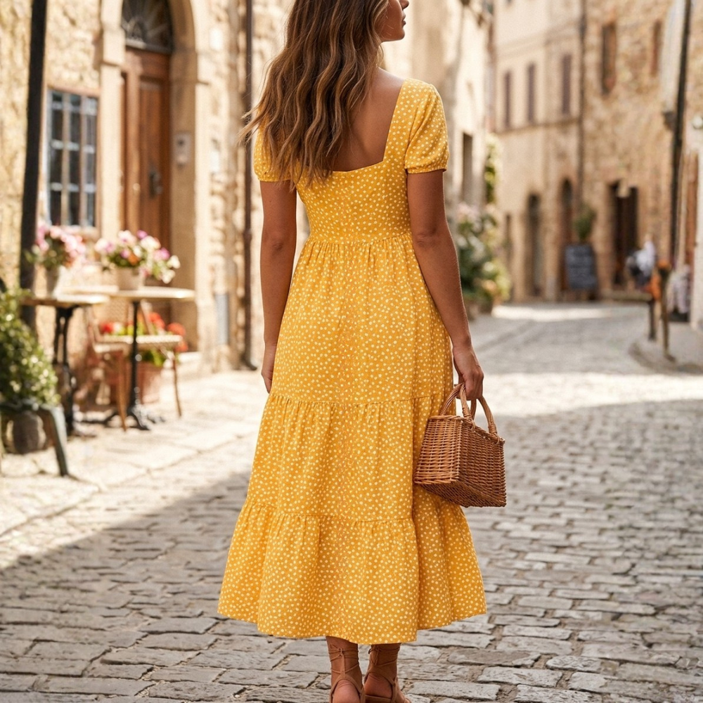 Women's Floral Print Maxi Dress | Elegant Square Neck Casual Dress 2
