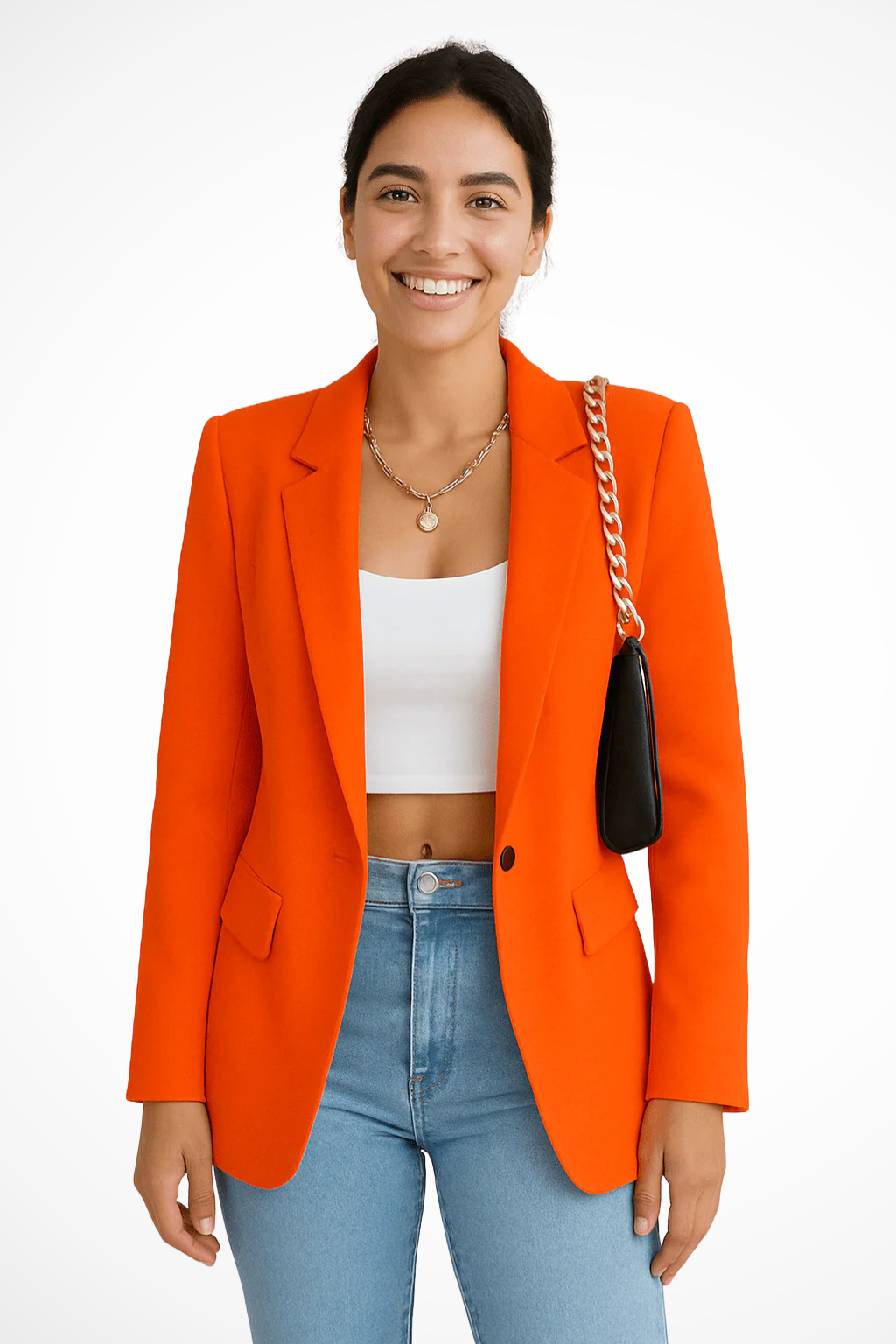 Elegant Chic Slim Fit Women's Blazer with Long Sleeve Buttons