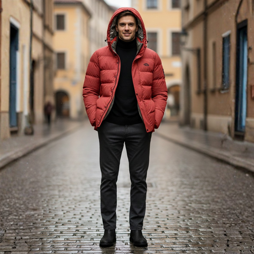 Men's Winter Waterproof Puffer Jacket with Hood