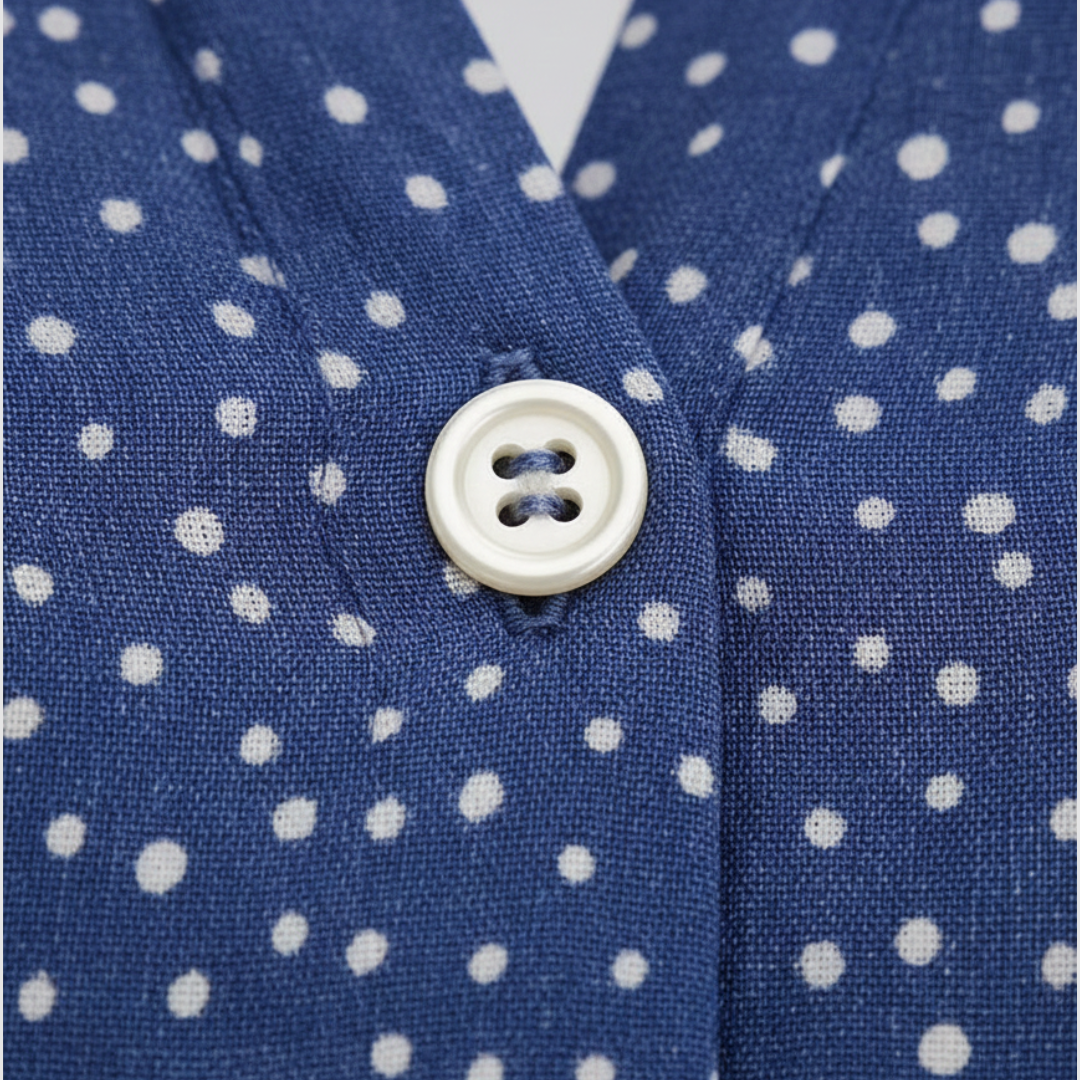 Short Sleeve Polka Dot Shirt Dress V-Neck Women