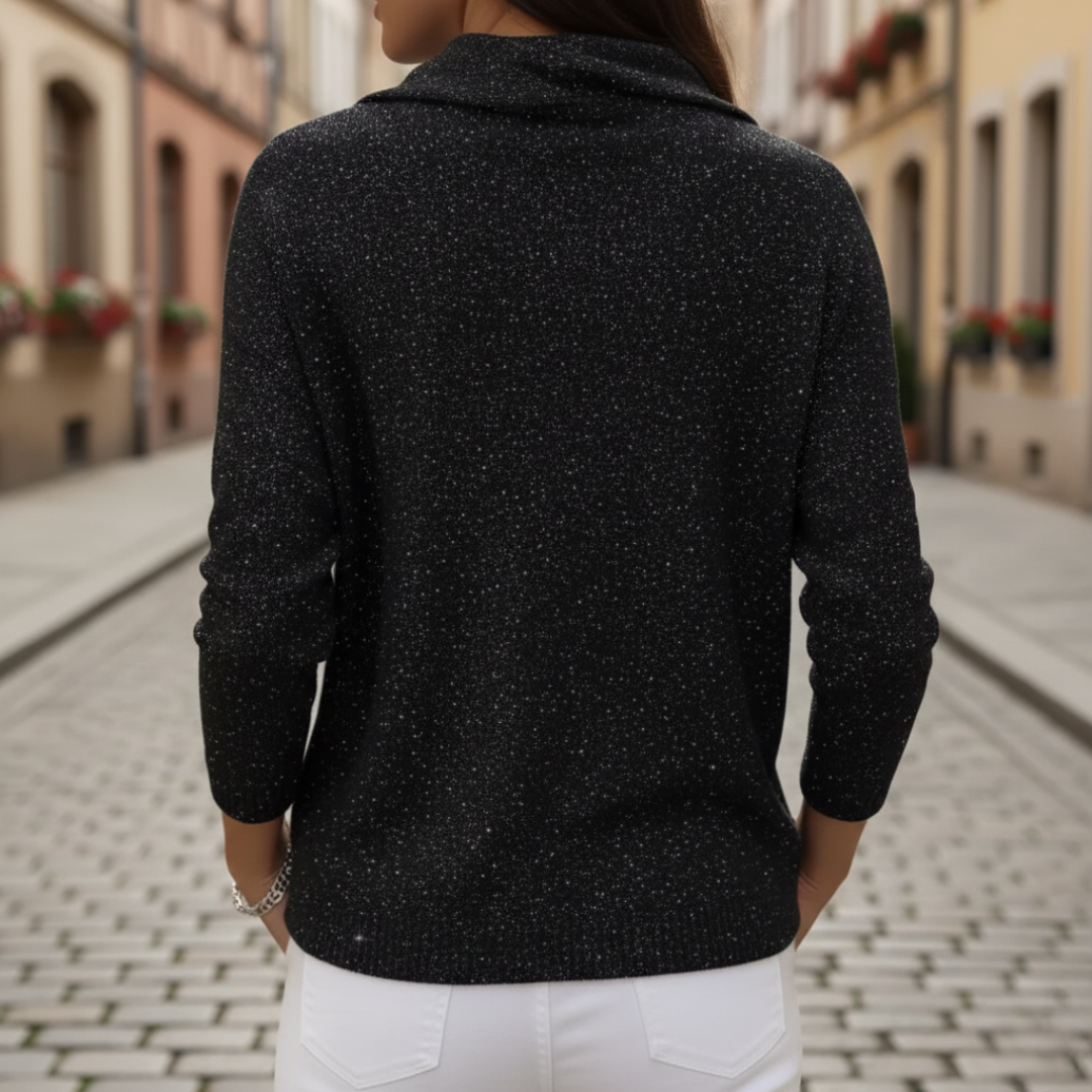 Women's Lurex Sweater with High Neck