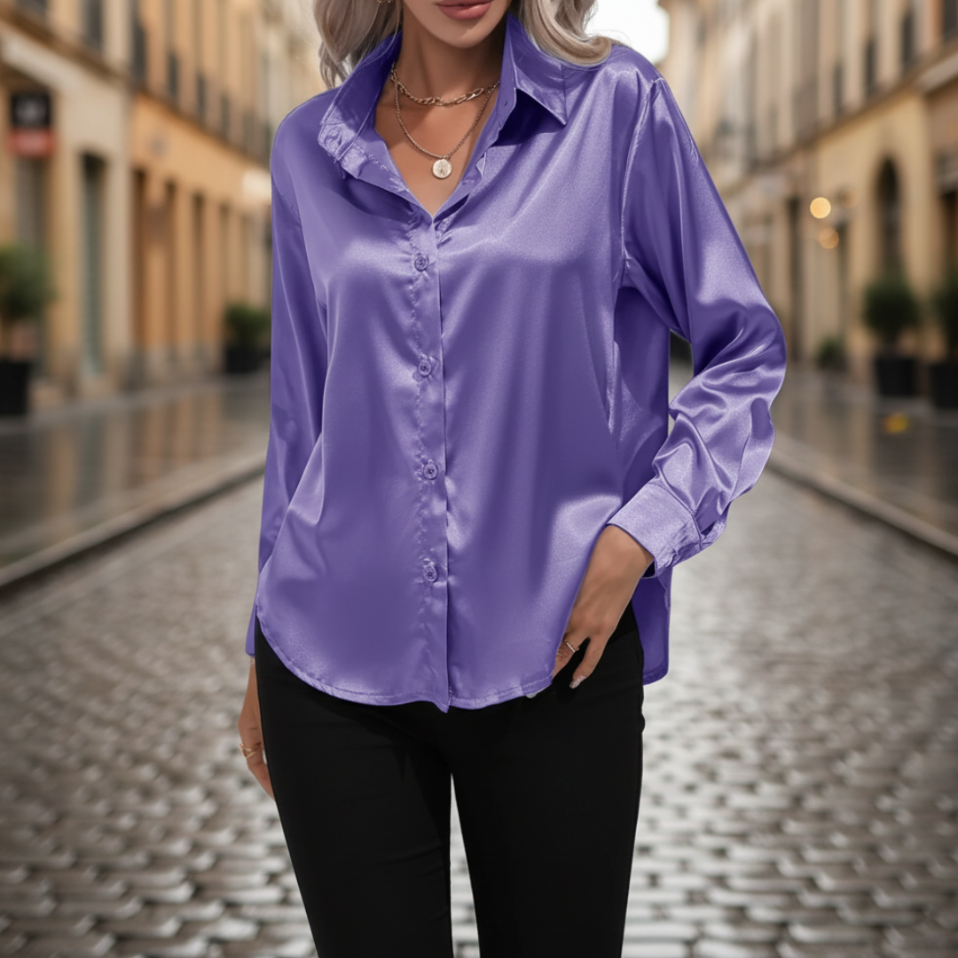 Women's Satin Long Sleeve Shirt