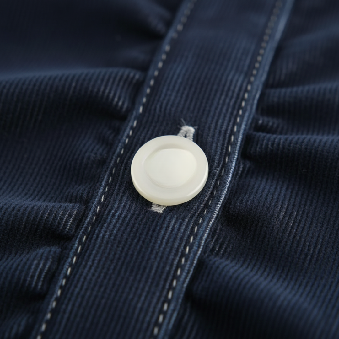 Midi Dress with Front Buttons and Applied Pockets