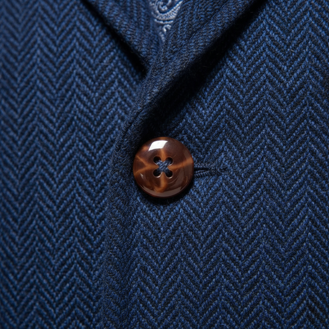 Men's Slim Fit Houndstooth Tweed Vest with Lapels and Buttons