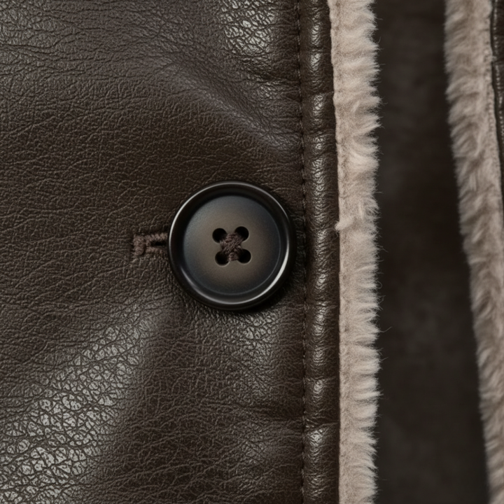Men's Winter Jacket with Leather Effect Mixed Fabric