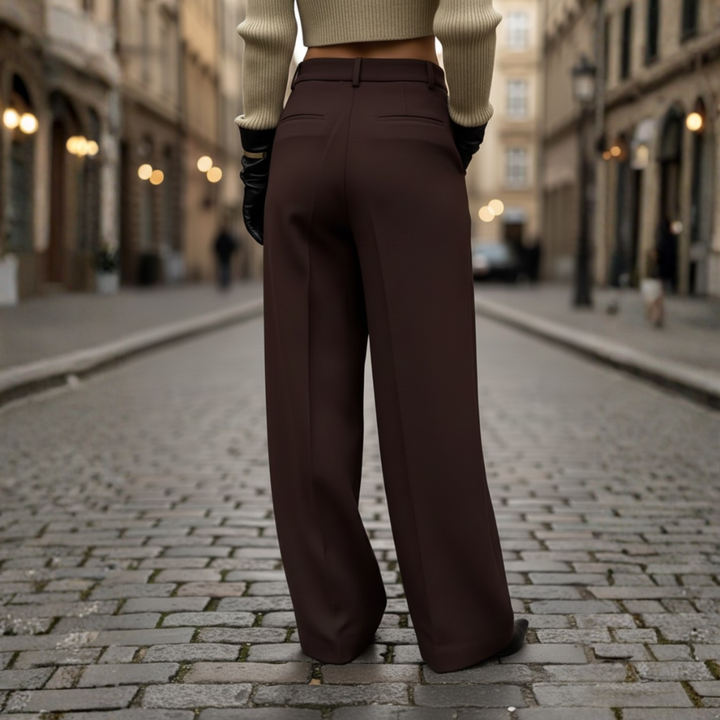 Pantaloni plissettati a vita alta da donna