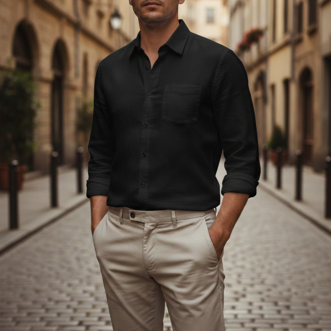 Men's Short Sleeve Slim Fit Linen Polo