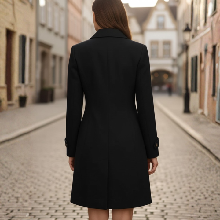 Cappotto lungo da donna con colletto classico