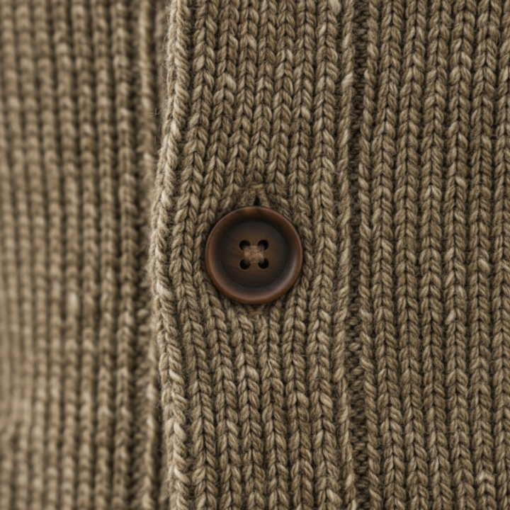Men's Thick Knit Cardigan with Shawl Collar for Winter