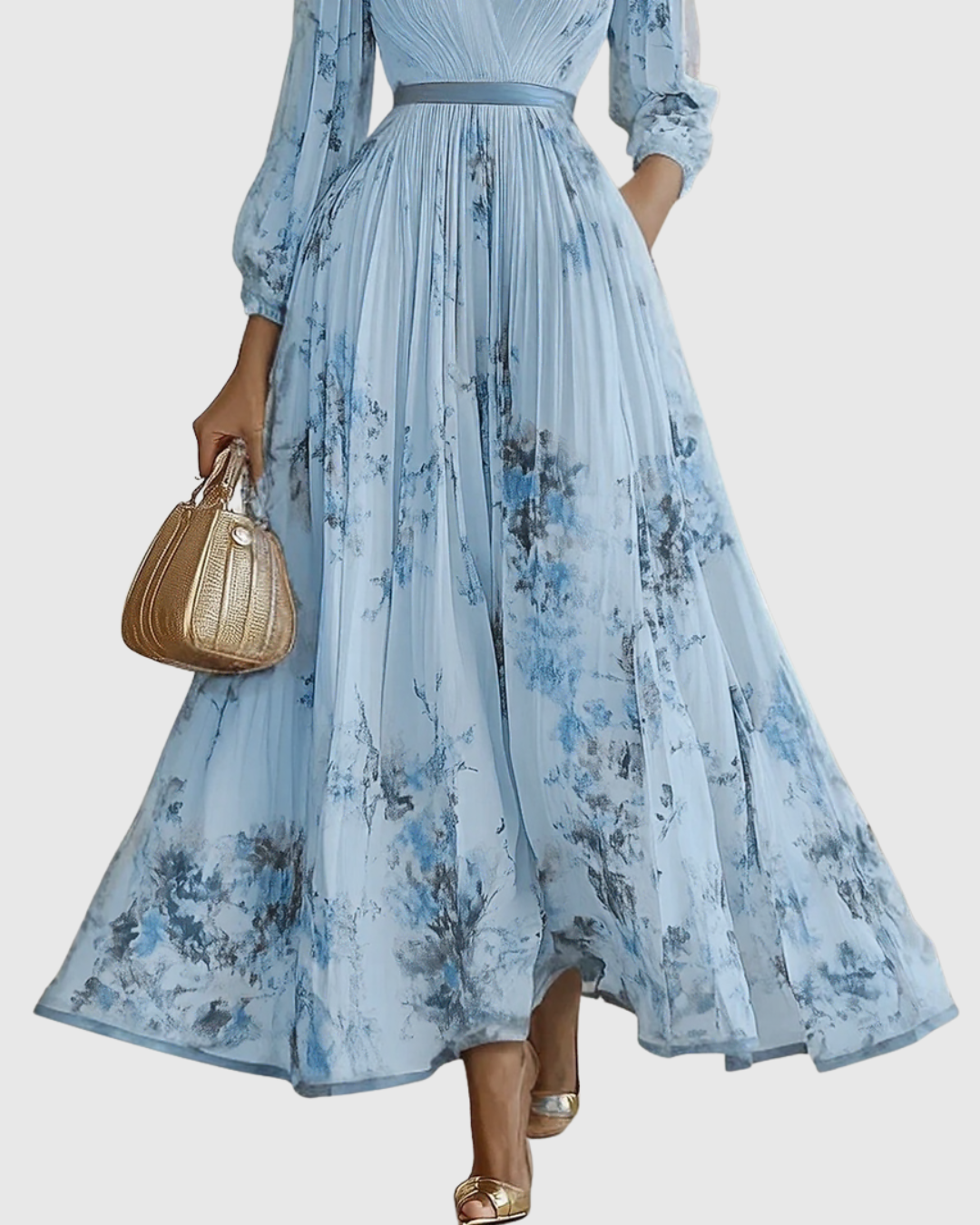 Elegant Pleated Satin Maxi Dress for Women