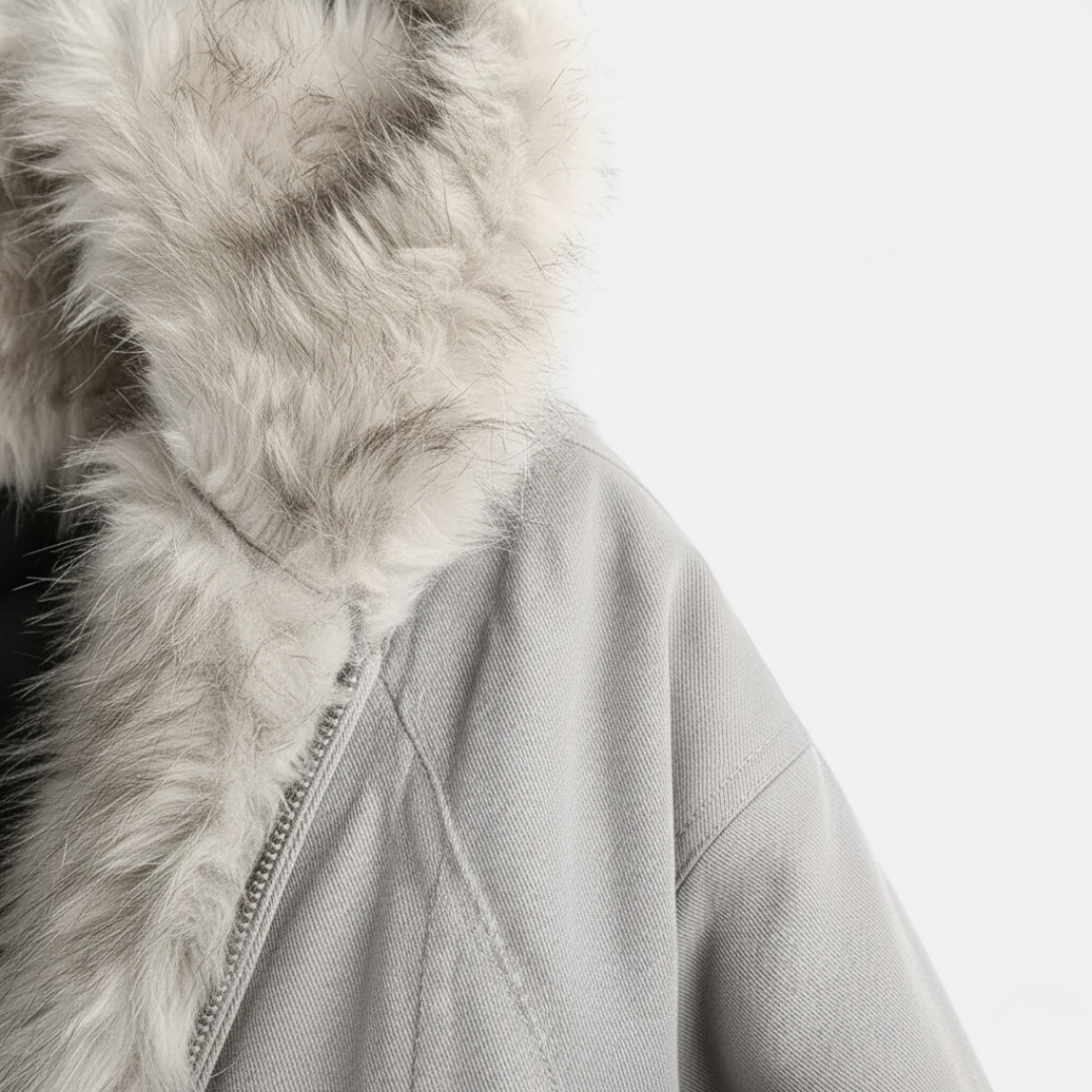 Women's Bomber Jacket with Hood in Fabric