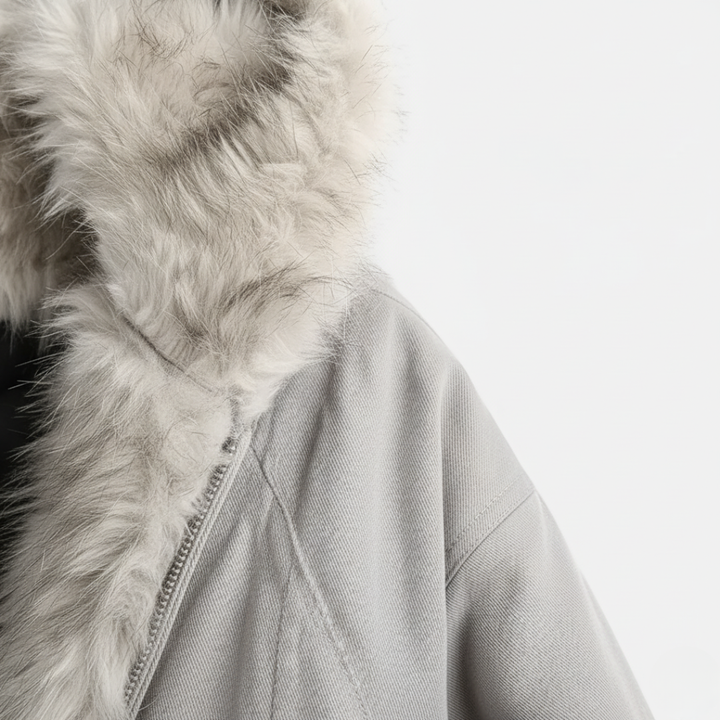 Women's Bomber Jacket with Hood in Fabric