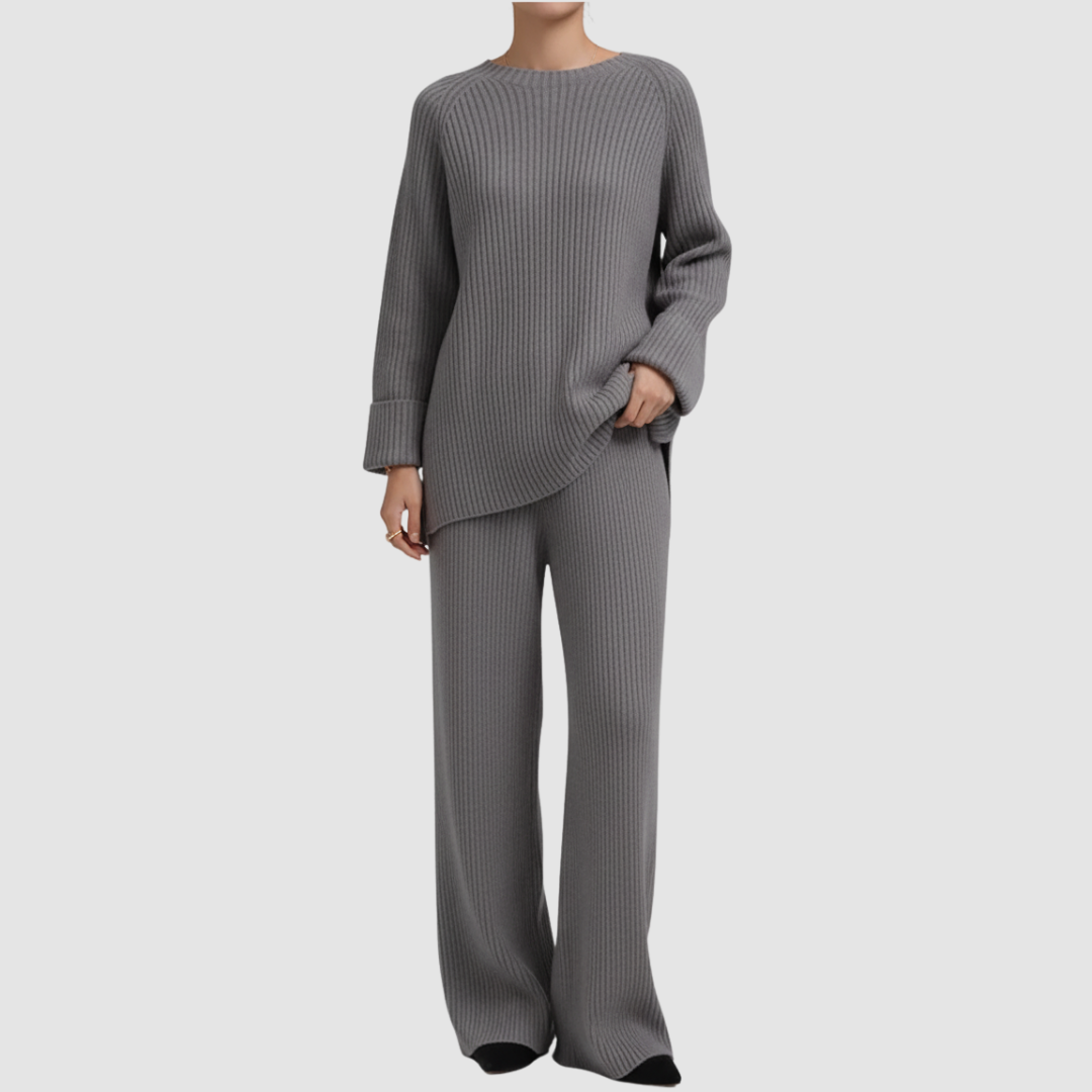 Women's Ribbed Sweater and Pants Set