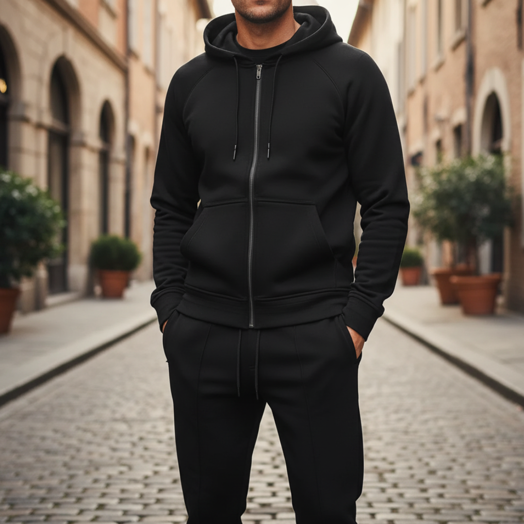 Men's Sports Tracksuit Set with Zip Hoodie and Pants