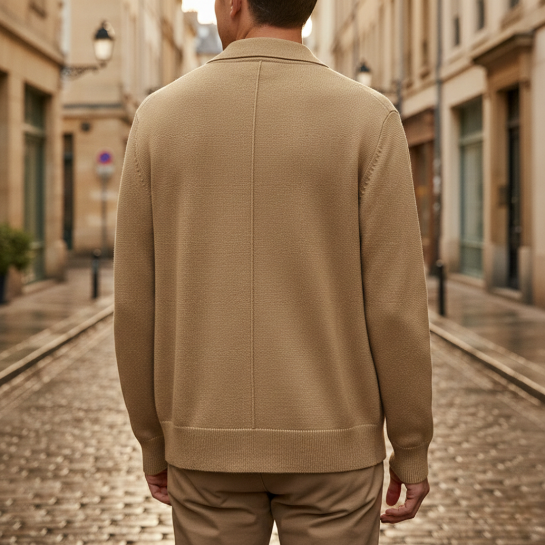 Long Sleeve Cashmere Cardigan with Buttons and Pockets for Men