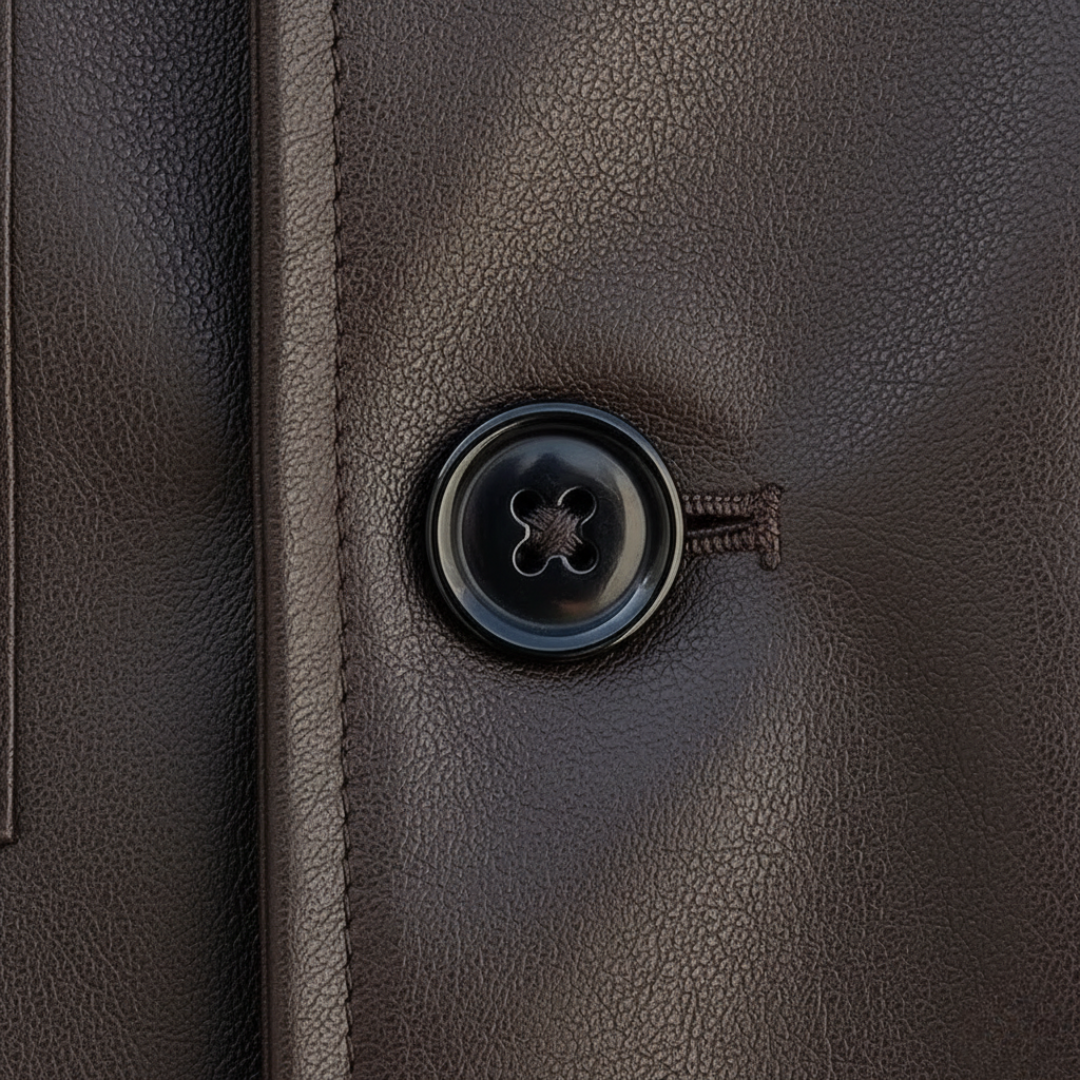 Women's Synthetic Leather Jacket with Buttons