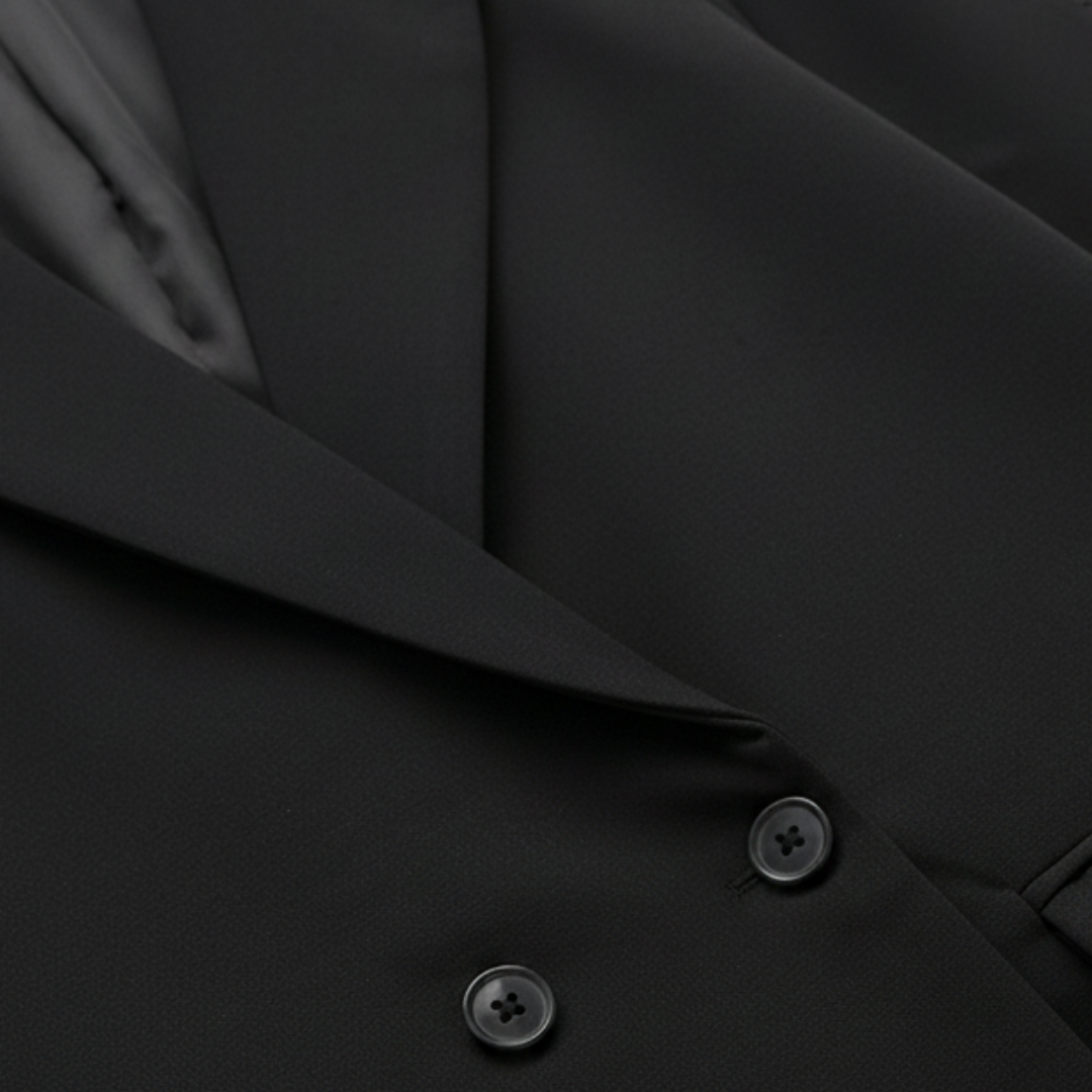 Women's Double-Breasted Blazer with Notch Lapels and Long Sleeves
