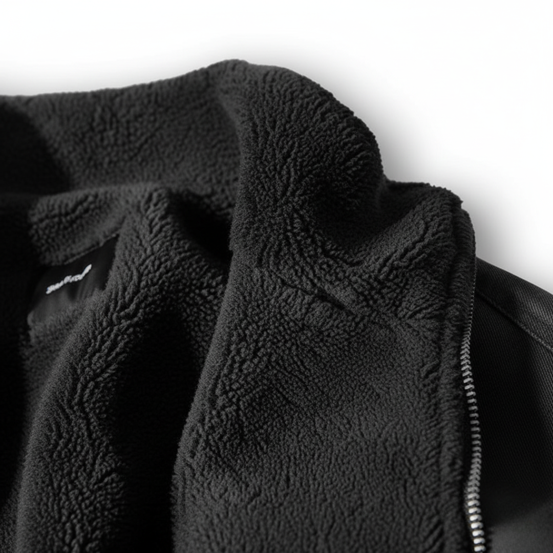 Men's Lined Bomber Jacket in Mixed Fabric with Full Zip