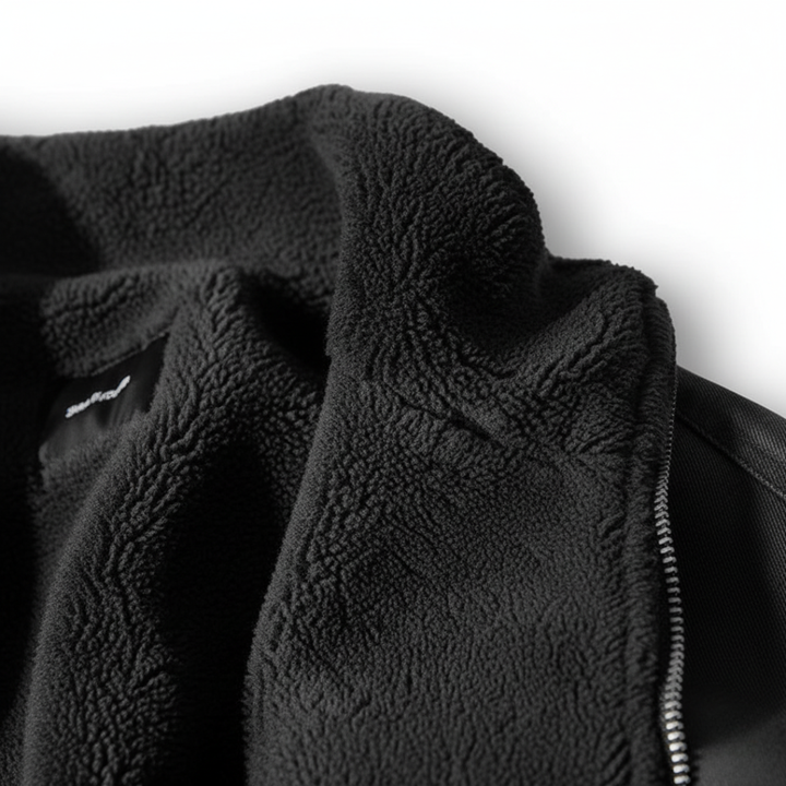 Men's Lined Bomber Jacket in Mixed Fabric with Full Zip