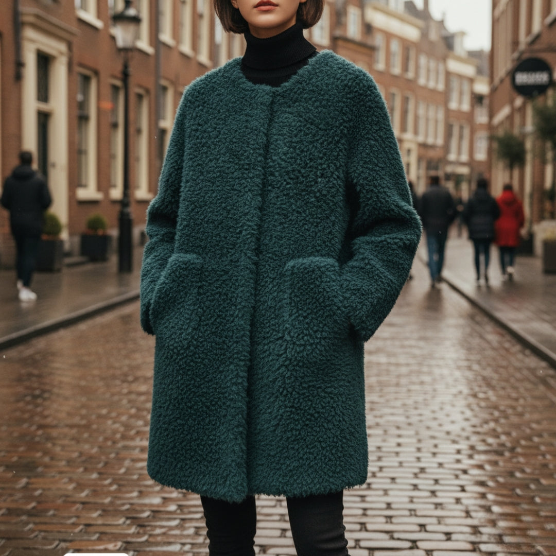 Giacca oversize in pelliccia sintetica sherpa