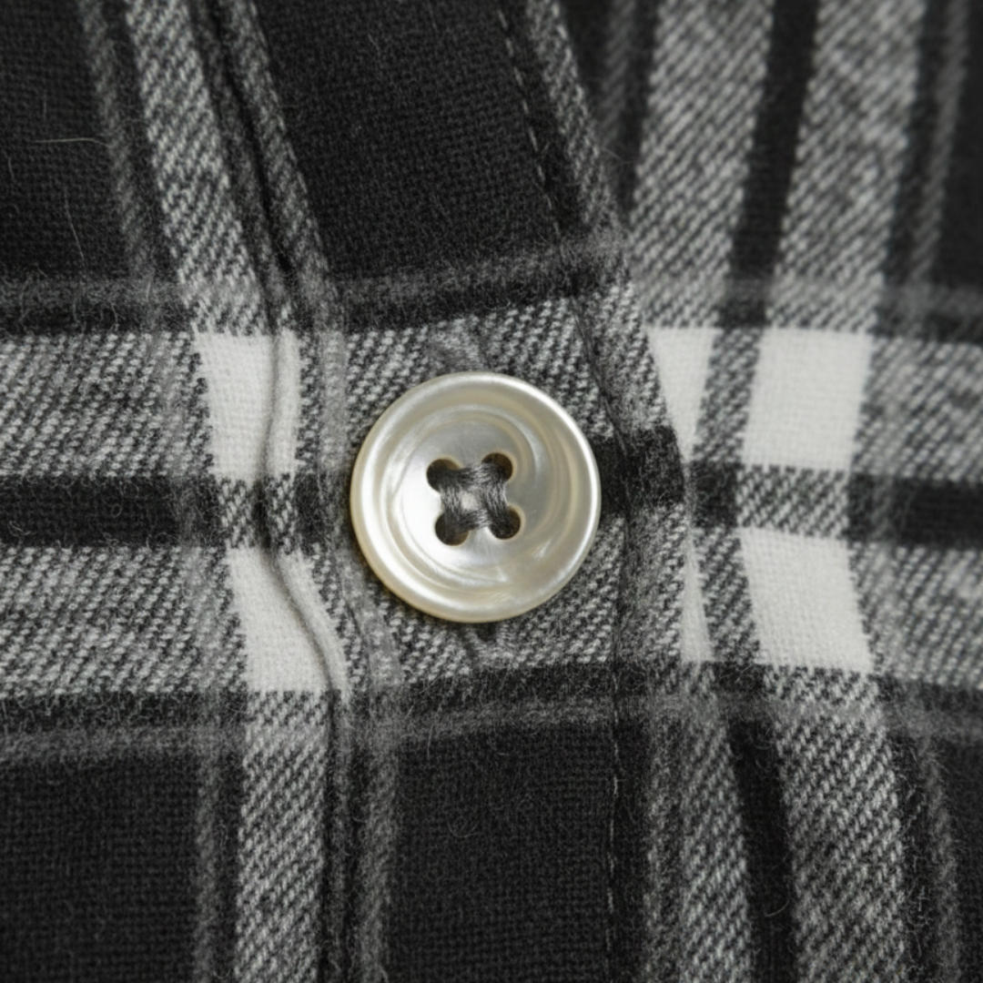 Women's Maxi Plaid Dress with Buttons and Long Sleeves