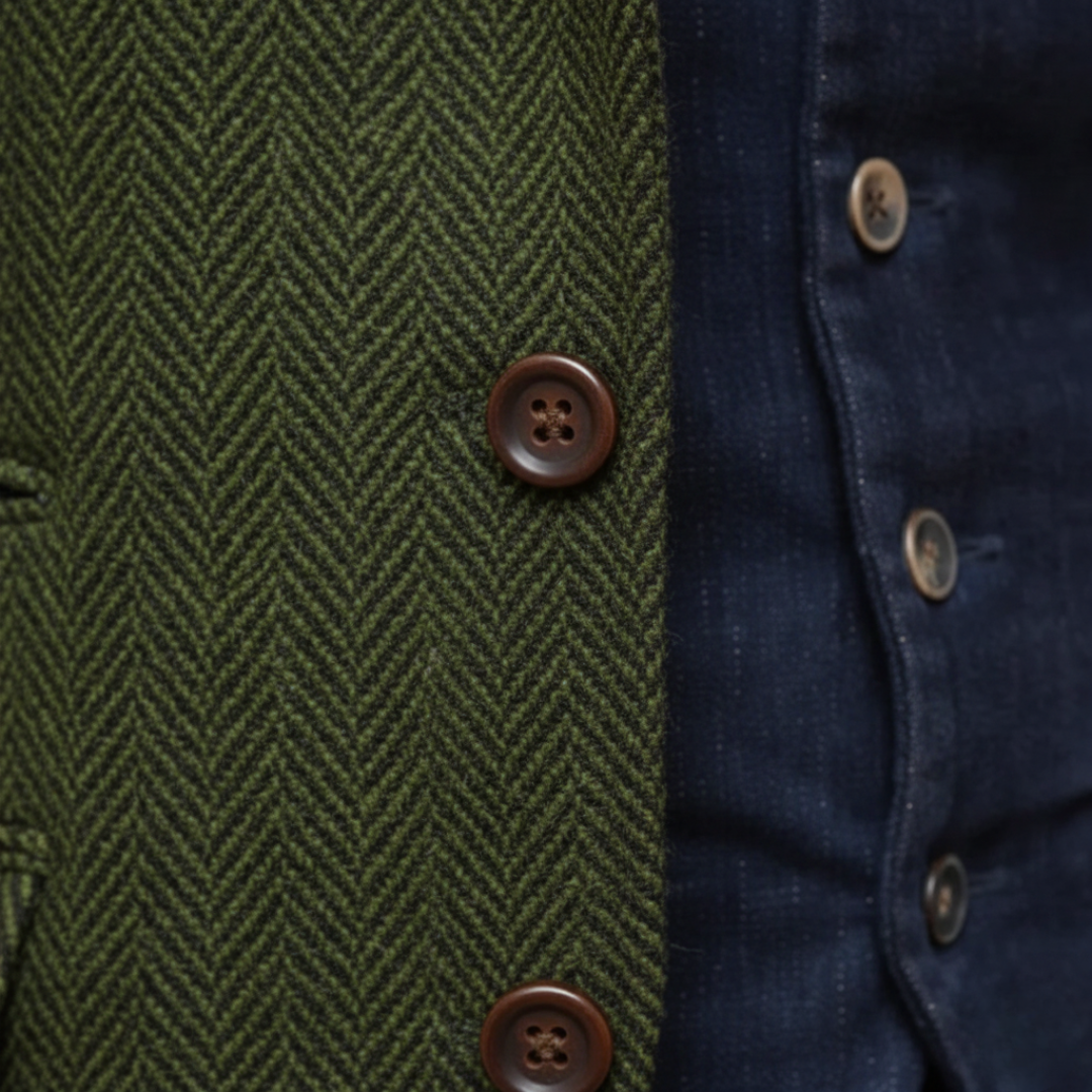 Men's Korean Collar Blazer in Mixed Fabric