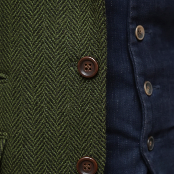 Blazer da uomo con colletto coreano in tessuto misto