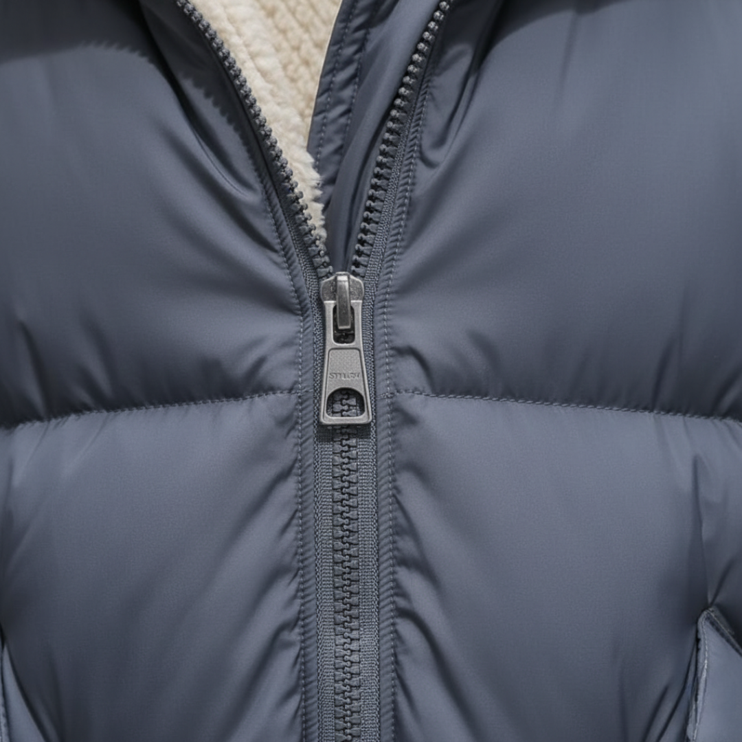 Long Women's Down Jacket in Technical Fabric with Hood