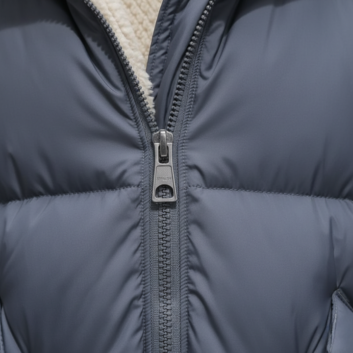 Long Women's Down Jacket in Technical Fabric with Hood