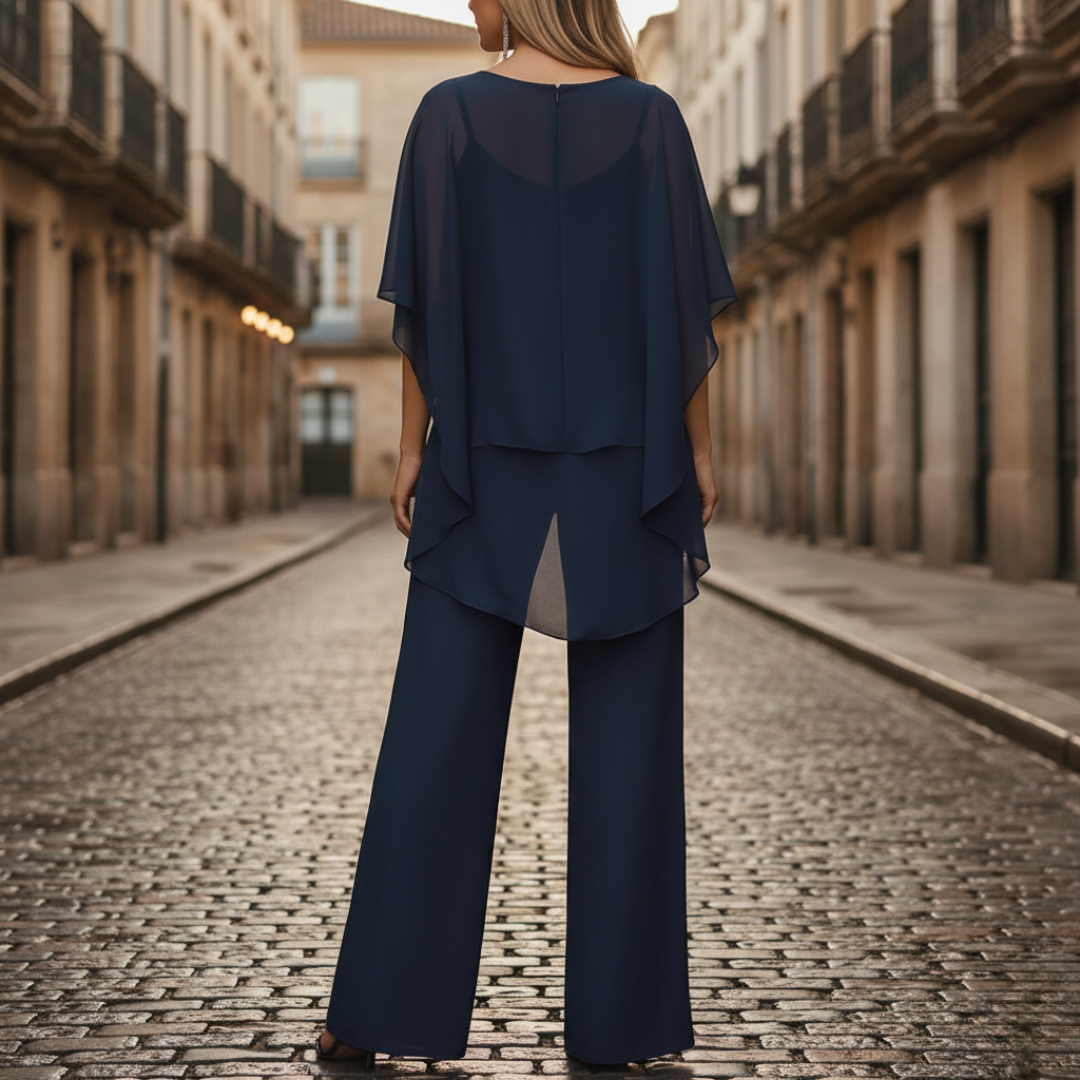Elegant Women's Jumpsuit with Layered Top and Pants