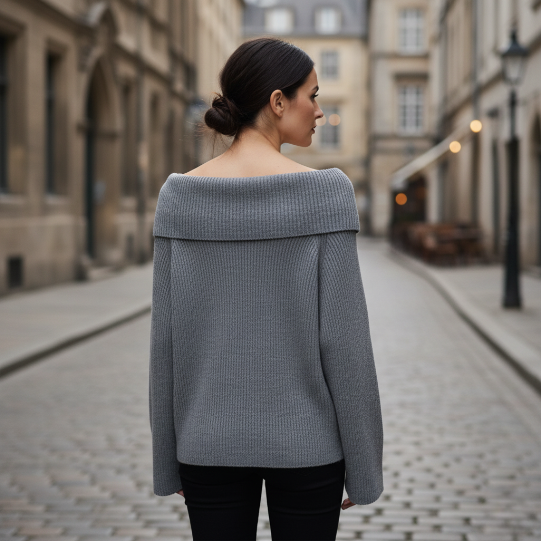 Women's Ribbed Off-Shoulder Top with Mixed Fabrics