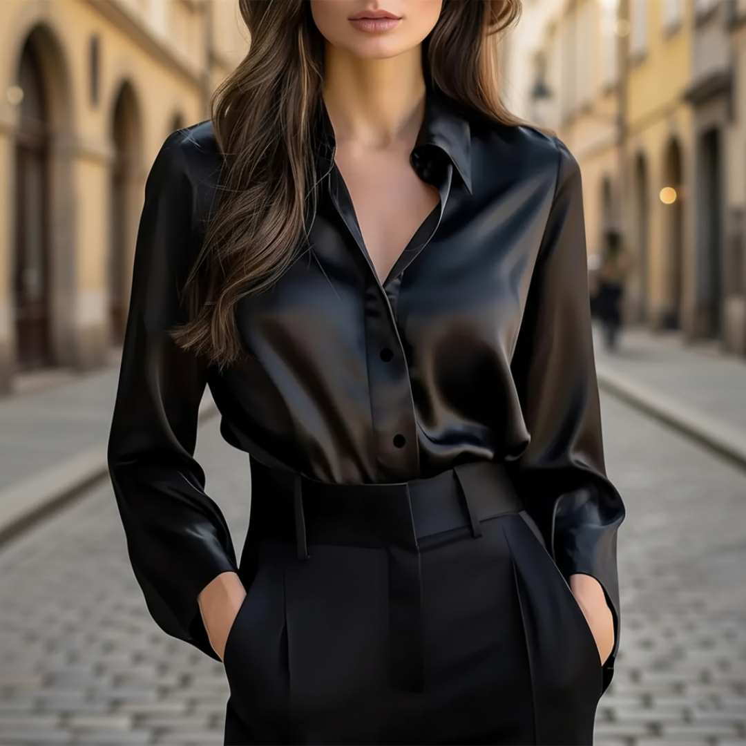 Women's Satin Long Sleeve Shirt
