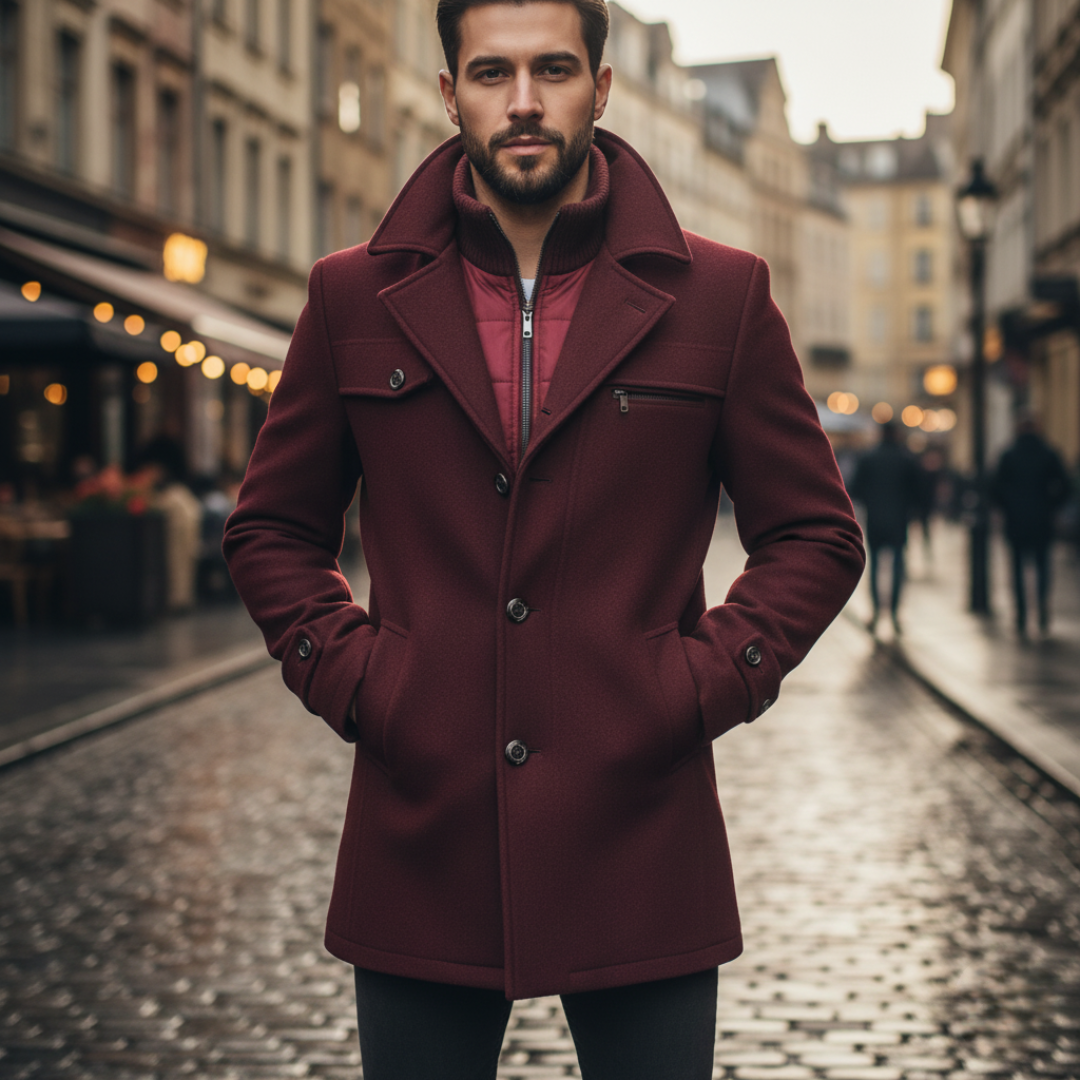 Men's Coat with High Collar