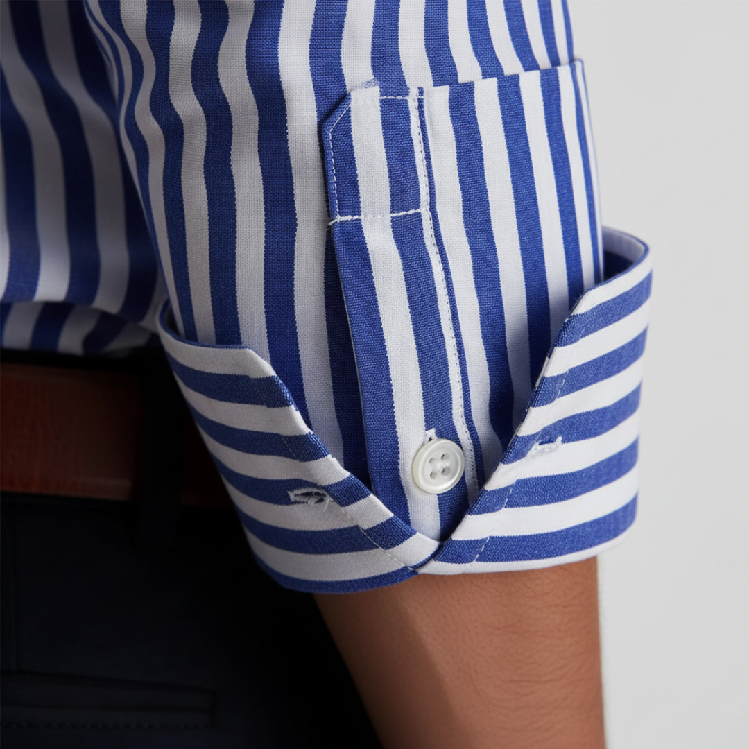 Men's Slim Fit Striped Shirt Blue Black Red