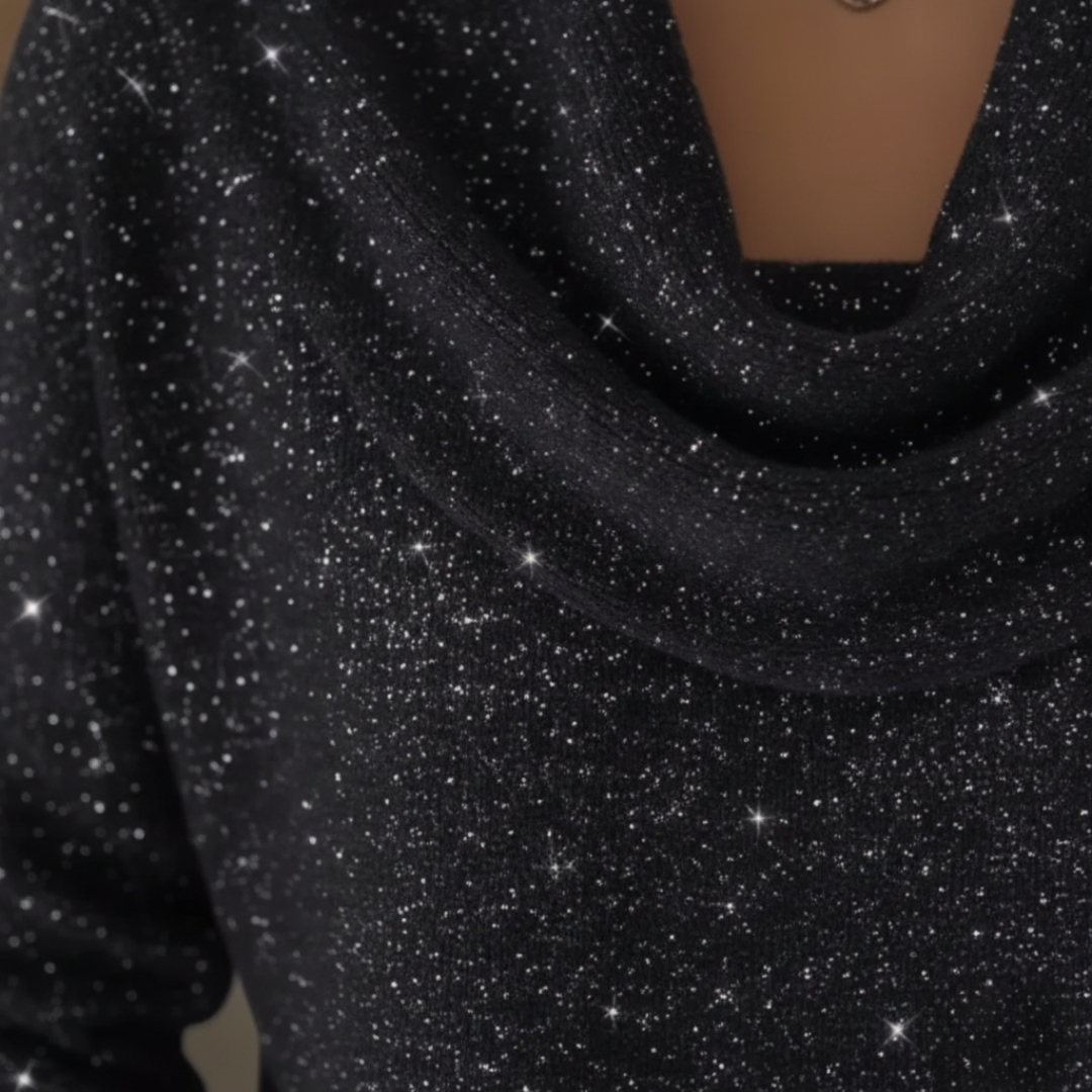 Women's Lurex Sweater with High Neck