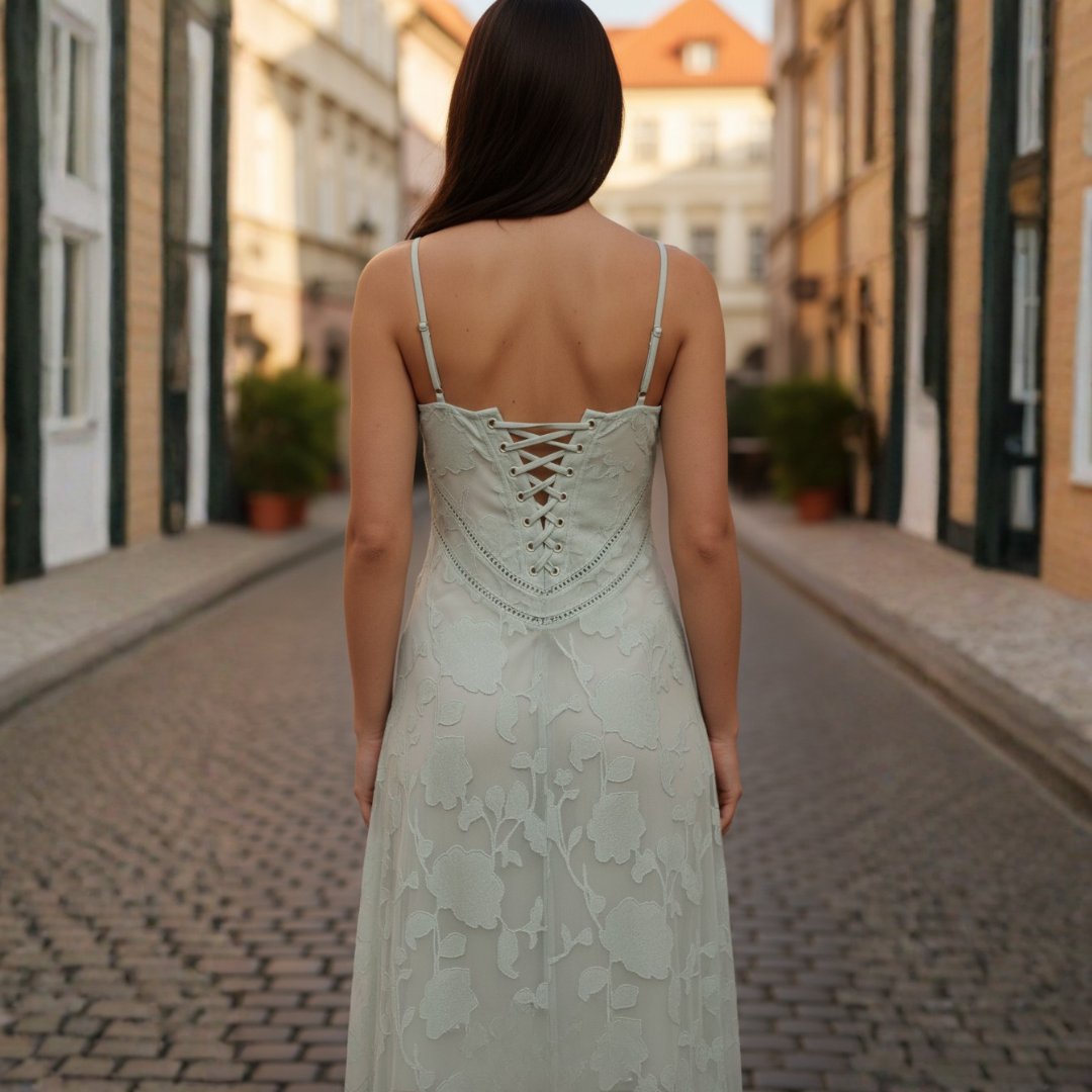 Maxi Dress for Women in Lace with Thin Straps