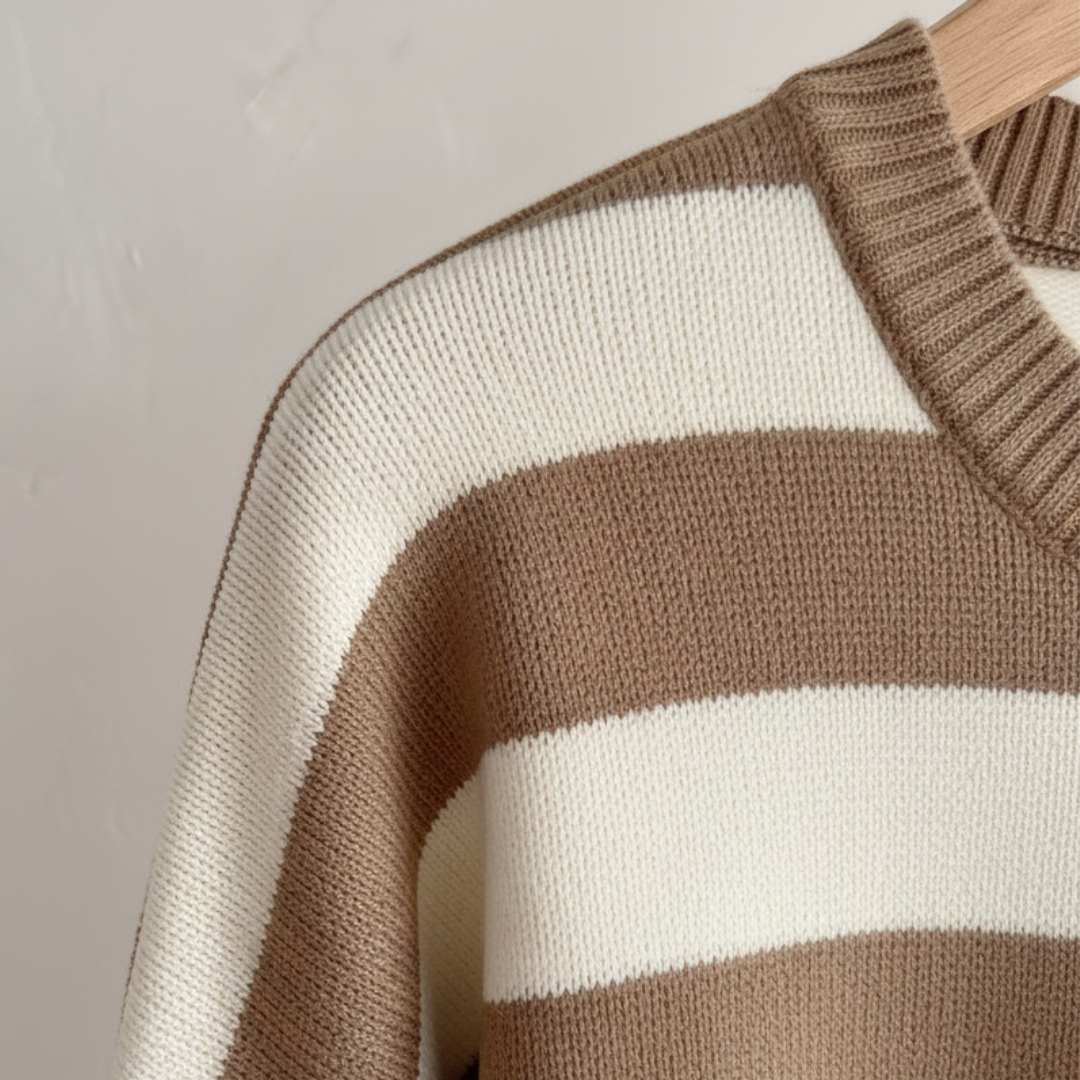 Women's Oversized Striped Sweater with Skirt
