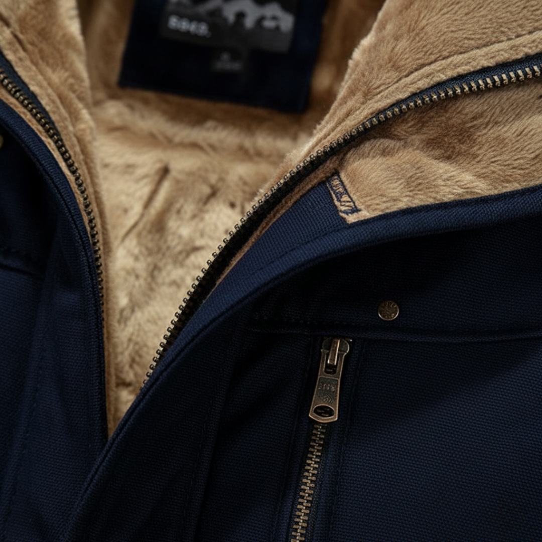 Men's Waterproof Jacket with Hood and Faux Fur Lining
