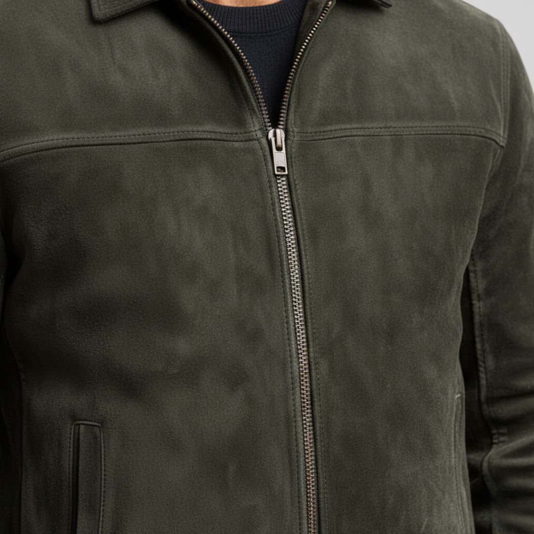 Men's Synthetic Leather Jacket with Zipper
