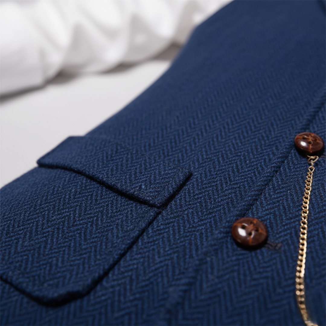 Men's Slim Fit Houndstooth Tweed Vest with Lapels and Buttons