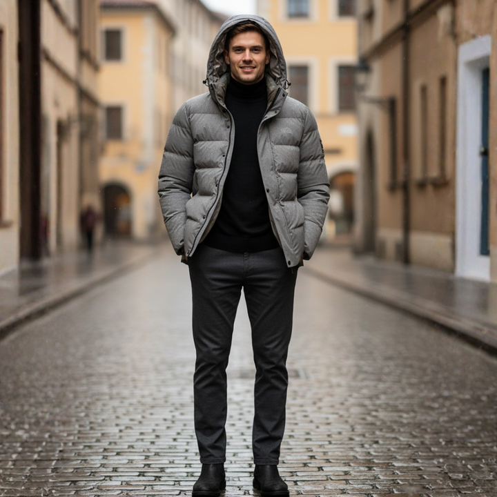 Men's Winter Waterproof Puffer Jacket with Hood