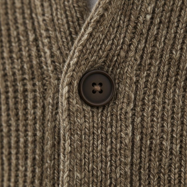 Men's Thick Knit Cardigan with Shawl Collar for Winter