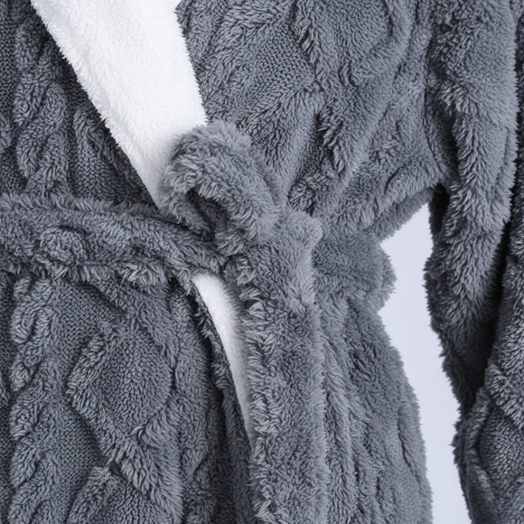 Women's Soft Blend Bathrobe with Hood and Cable Knit Texture