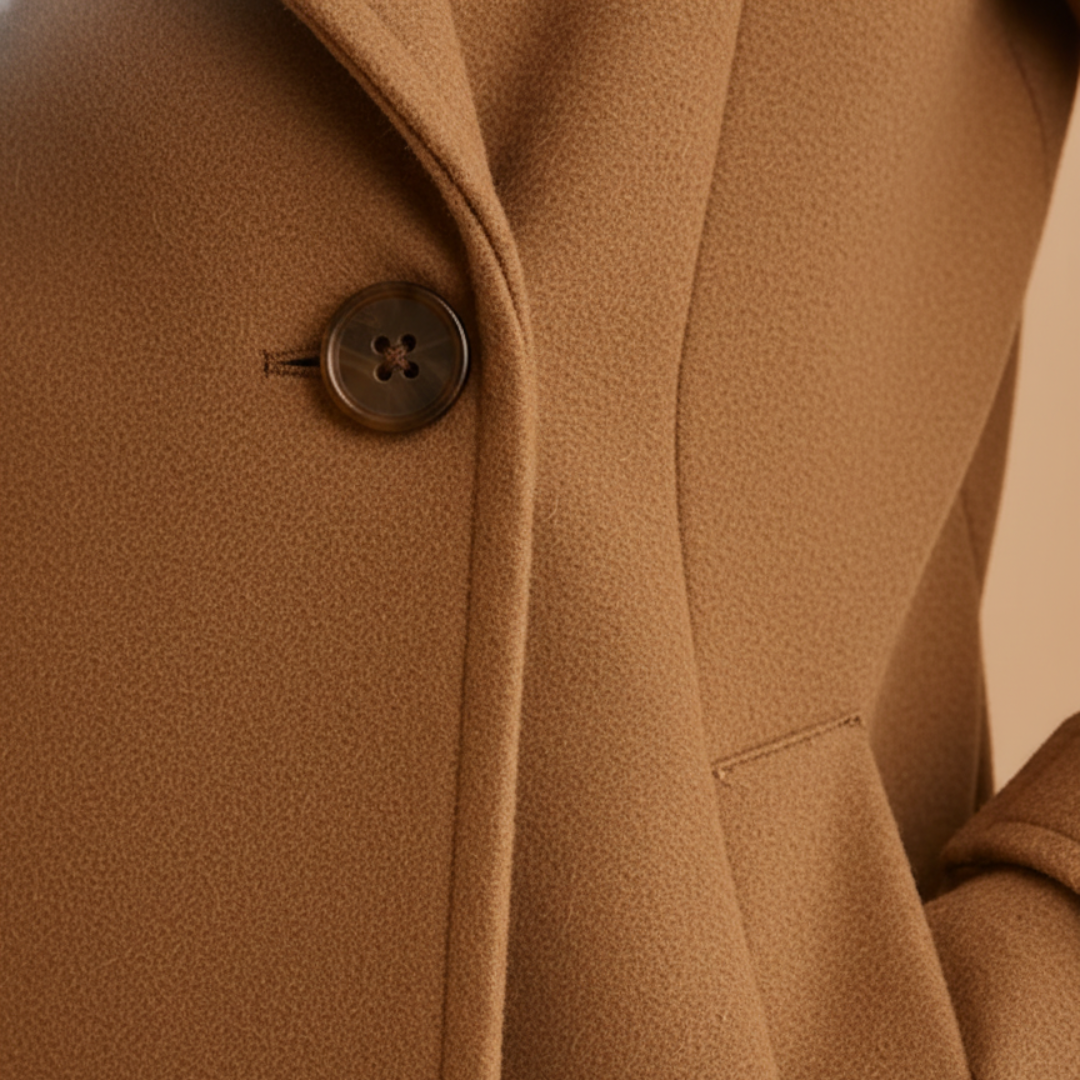 Women's Double-Breasted Coat in Structured Fabric