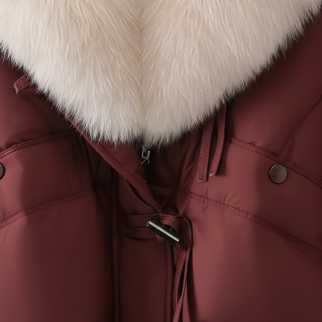 Short Winter Women's Puffer Jacket with Faux Fur Collar