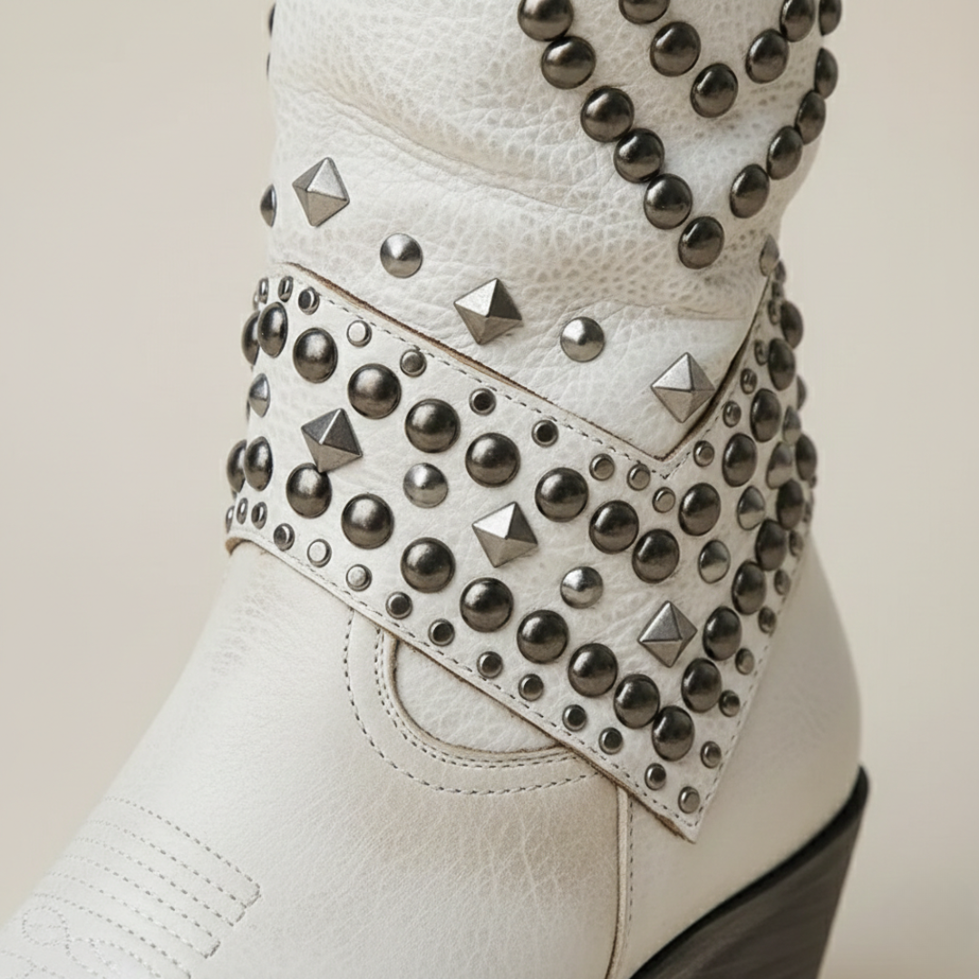 Knee-High Cowboy Boots with Orthopedic Studs for Women