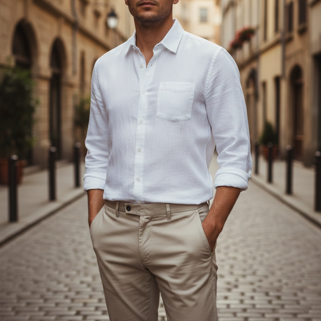 Men's Short Sleeve Slim Fit Linen Polo