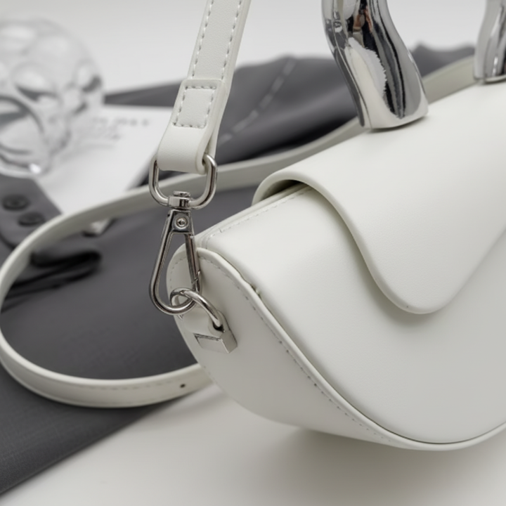 Borsa a tracolla da donna in PU con manico a mezzaluna a forma di cuore